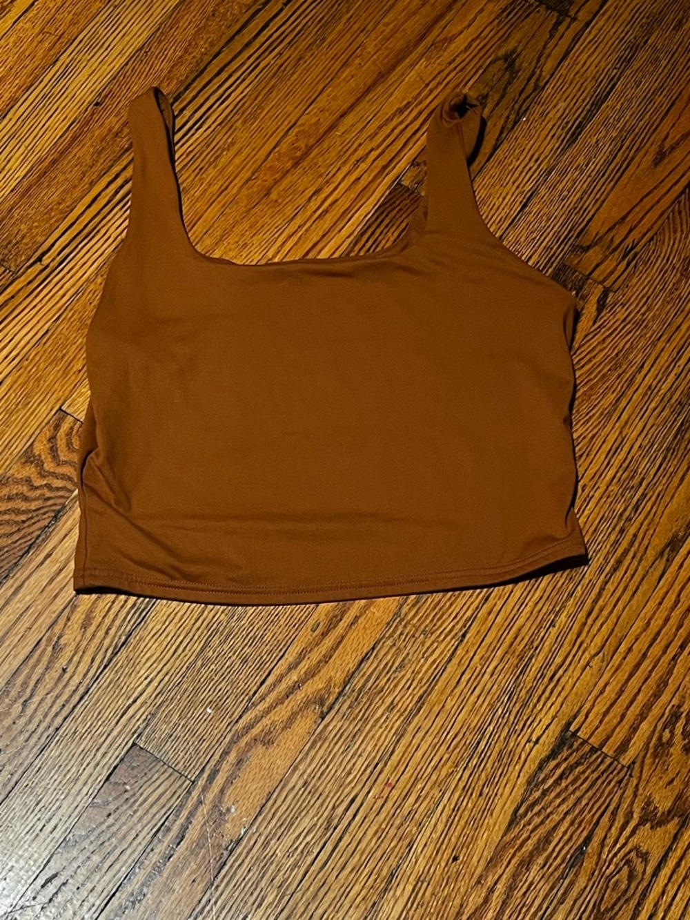 Womens Square Neck Cropped Tank Top - Brown